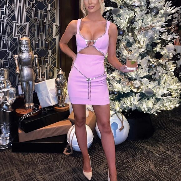 MAJORELLE Matteson Mini Dress in Bubblegum Pink rhinestone barbie - Picture 1 of 3